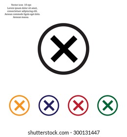 Delete icon. Cross sign in circle - can be used as symbols of wrong, close, deny etc. Vector illustration, EPS 10