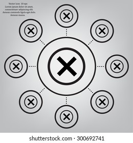 Delete icon. Cross sign in circle - can be used as symbols of wrong, close, deny etc. Vector illustration, EPS 10
