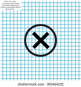 Delete icon. Cross sign in circle - can be used as symbols of wrong, close, deny etc. Vector illustration, EPS 10