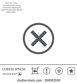 Delete icon. Cross sign in circle - can be used as symbols of wrong, close, deny etc. Vector illustration, EPS 10