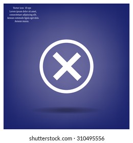 Delete icon. Cross sign in circle - can be used as symbols of wrong, close, deny etc. Vector illustration, EPS 10