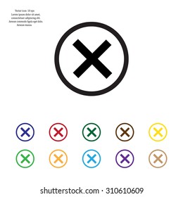 Delete icon. Cross sign in circle - can be used as symbols of wrong, close, deny etc. Vector illustration, EPS 10