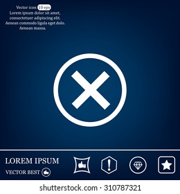 Delete icon. Cross sign in circle - can be used as symbols of wrong, close, deny etc. Vector illustration, EPS 10