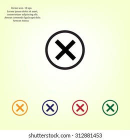 Delete icon. Cross sign in circle - can be used as symbols of wrong, close, deny etc. Vector illustration, EPS 10