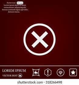 Delete icon. Cross sign in circle - can be used as symbols of wrong, close, deny etc. Vector illustration, EPS 10