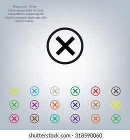Delete icon. Cross sign in circle - can be used as symbols of wrong, close, deny etc. Vector illustration, EPS 10