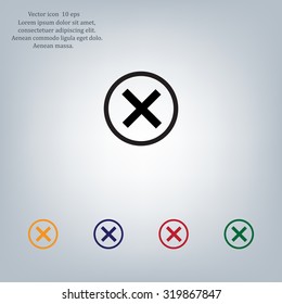 Delete icon. Cross sign in circle - can be used as symbol of wrong, close, deny etc. Vector illustration, EPS 10