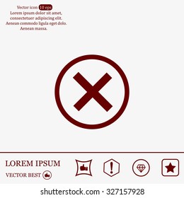 Delete icon. Cross sign in circle - can be used as symbols of wrong, close, deny etc. Vector illustration, EPS 10