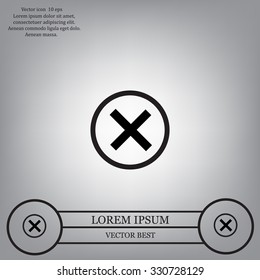 Delete icon. Cross sign in circle - can be used as symbols of wrong, close, deny etc. Vector illustration, EPS 10