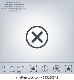 Delete icon. Cross sign in circle - can be used as symbols of wrong, close, deny etc. Vector illustration, EPS 10