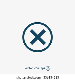 Delete icon. Cross sign in circle - can be used as symbols of wrong, close, deny etc. Vector illustration, EPS 10