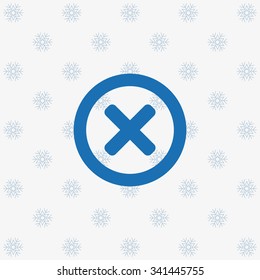 Delete icon. Cross sign in circle - can be used as symbols of wrong, close, deny etc. icon. vector design background with snowflakes