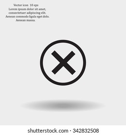 Delete icon. Cross sign in circle - can be used as symbols of wrong, close, deny etc. Vector illustration, EPS 10