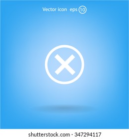 Delete icon. Cross sign in circle - can be used as symbols of wrong, close, deny etc. Vector illustration, EPS 10