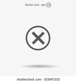 Delete icon. Cross sign in circle - can be used as symbols of wrong, close, deny etc. Vector illustration, EPS 10