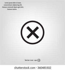 Delete icon. Cross sign in circle - can be used as symbols of wrong, close, deny etc. Vector illustration, EPS 10