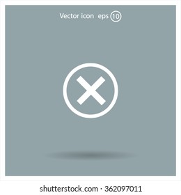 Delete icon. Cross sign in circle - can be used as symbols of wrong, close, deny etc. Vector illustration, EPS 10
