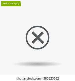 Delete icon. Cross sign in circle - can be used as symbols of wrong, close, deny etc. Vector illustration, EPS 10