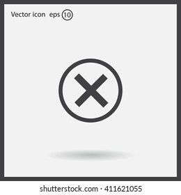 Delete icon. Cross sign in circle - can be used as symbols of wrong, close, deny etc. Vector illustration, EPS 10