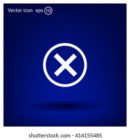 Delete icon. Cross sign in circle - can be used as symbols of wrong, close, deny etc. Vector illustration, EPS 10