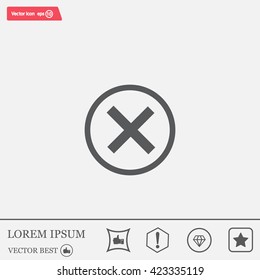 Delete icon. Cross sign in circle - can be used as symbols of wrong, close, deny etc. Vector illustration, EPS 10