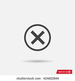 Delete icon. Cross sign in circle - can be used as symbols of wrong, close, deny etc. Vector illustration, EPS 10
