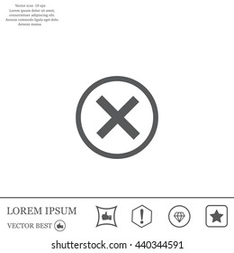 Delete icon. Cross sign in circle - can be used as symbols of wrong, close, deny etc. Vector illustration, EPS 10