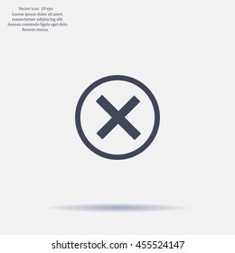Delete icon. Cross sign in circle - can be used as symbols of wrong, close, deny etc. Vector illustration, EPS 10