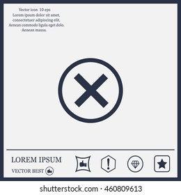 Delete icon. Cross sign in circle - can be used as symbols of wrong, close, deny etc. Vector illustration, EPS 10