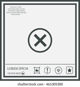 Delete icon. Cross sign in circle - can be used as symbols of wrong, close, deny etc. Vector illustration, EPS 10