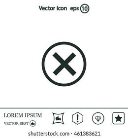 Delete icon. Cross sign in circle - can be used as symbols of wrong, close, deny etc. Vector illustration, EPS 10