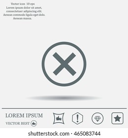 Delete icon. Cross sign in circle - can be used as symbols of wrong, close, deny etc. Vector illustration, EPS 10