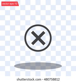 Delete icon. Cross sign in circle - can be used as symbols of wrong, close, deny etc. Vector illustration, EPS 10