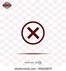 Delete icon. Cross sign in circle - can be used as symbols of wrong, close, deny etc. Vector illustration, EPS 10