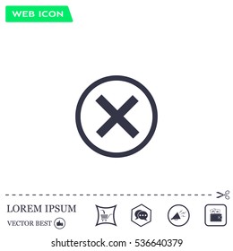 Delete icon. Cross sign in circle - can be used as symbols of wrong, close, deny etc. Vector illustration, EPS 10