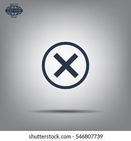 Delete icon. Cross sign in circle - can be used as symbols of wrong, close, deny etc. Vector illustration, EPS 10