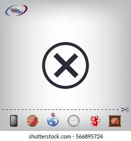 Delete icon. Cross sign in circle - can be used as symbols of wrong, close, deny etc. Vector illustration, EPS 10