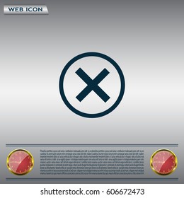 Delete icon. Cross sign in circle - can be used as symbols of wrong, close, deny etc. Vector illustration, EPS 10