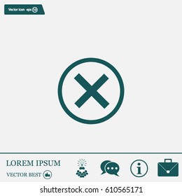 Delete icon. Cross sign in circle - can be used as symbols of wrong, close, deny etc. Vector illustration, EPS 10