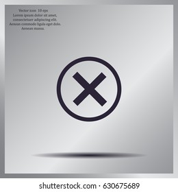 Delete icon. Cross sign in circle - can be used as symbols of wrong, close, deny etc. Vector illustration, EPS 10