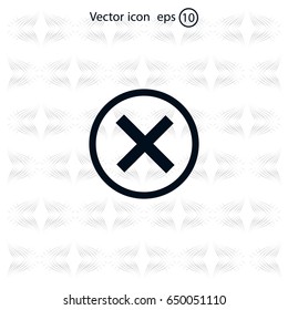 Delete icon. Cross sign in circle - can be used as symbols of wrong, close, deny etc. Vector illustration, EPS 10