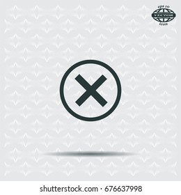 Delete icon. Cross sign in circle - can be used as symbols of wrong, close, deny etc. Vector illustration, EPS 10