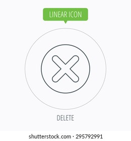 Delete icon. Decline or Remove sign. Cancel symbol. Linear outline circle button. Vector