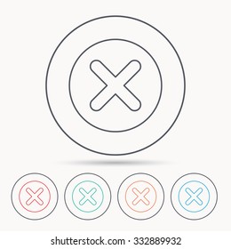 Delete icon. Decline or Remove sign. Cancel symbol. Linear circle icons.