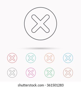 Delete icon. Decline or Remove sign. Cancel symbol. Linear icons on white background.