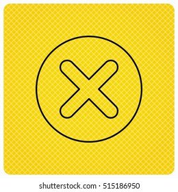 Delete icon. Decline or Remove sign. Cancel symbol. Linear icon on orange background. Vector