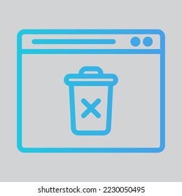 Delete icon in gradient style about browser, use for website mobile app presentation
