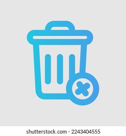 Delete icon in gradient style about user interface, use for website mobile app presentation