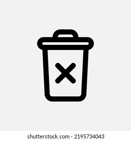 Delete icon in line style about user interface, use for website mobile app presentation