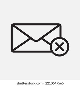 Borrar icono en el estilo de línea sobre el correo electrónico, usar para la presentación de aplicaciones móviles del sitio web